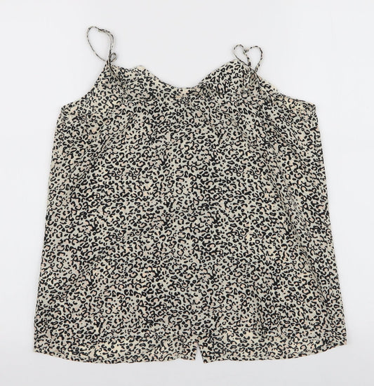 Oasis Womens Multicoloured Animal Print Polyester Camisole Blouse Size 10 Round Neck