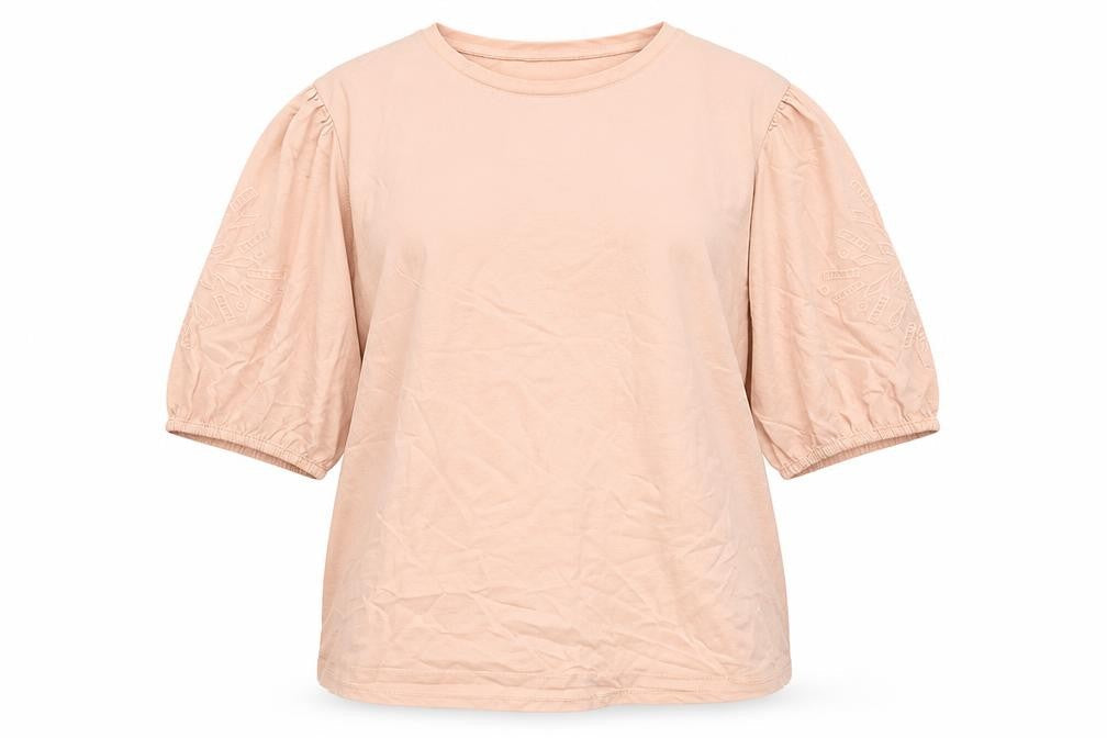 Gallery Womens Pink  Cotton Basic T-Shirt Size L Round Neck