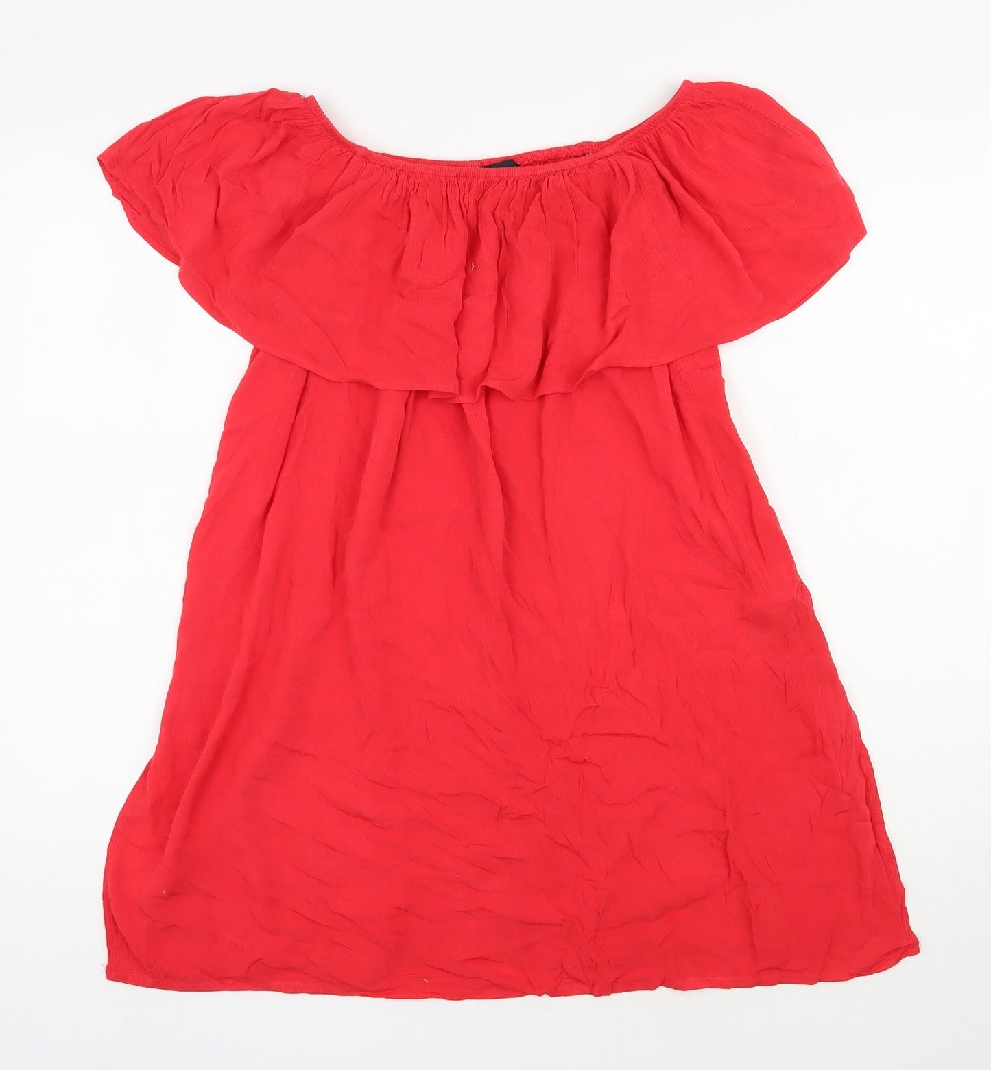 New Look Womens Red  Viscose Trapeze & Swing  Size M  Off the Shoulder Pullover