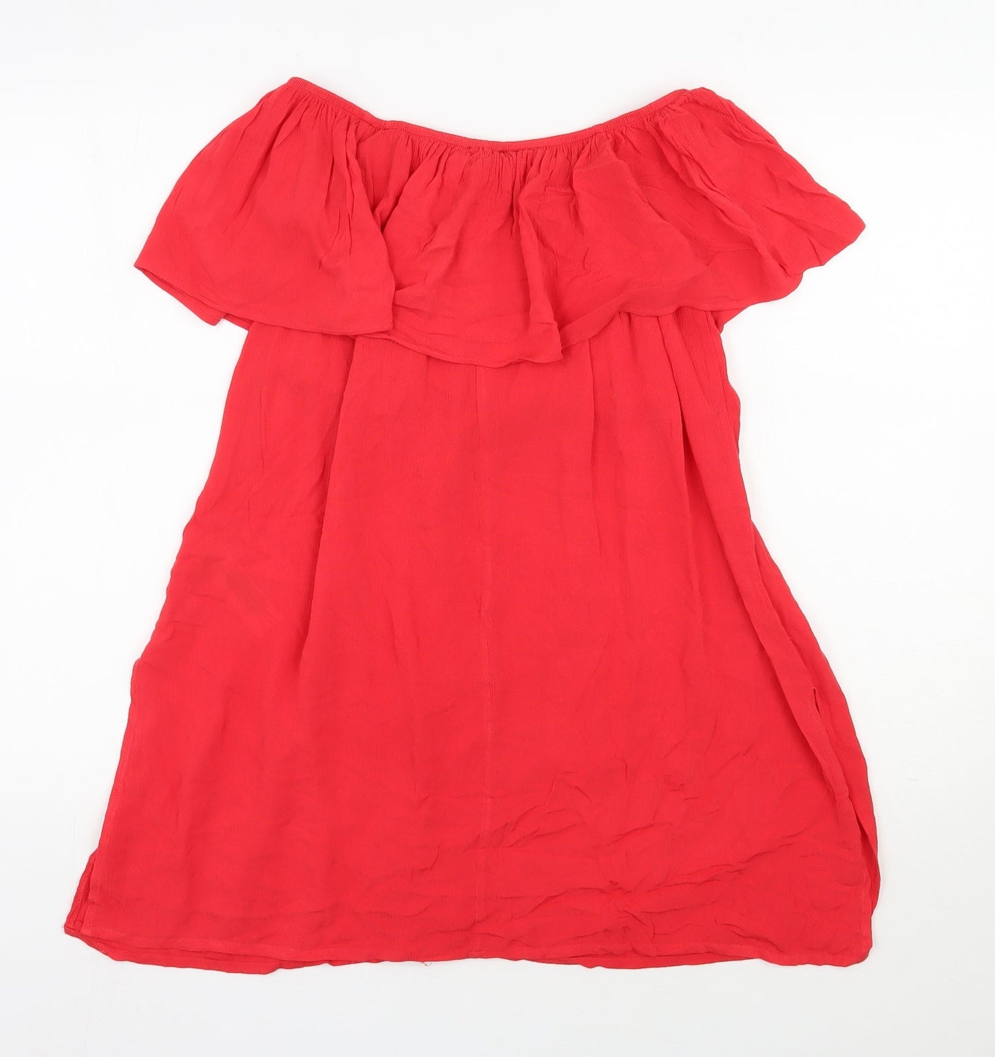 New Look Womens Red  Viscose Trapeze & Swing  Size M  Off the Shoulder Pullover