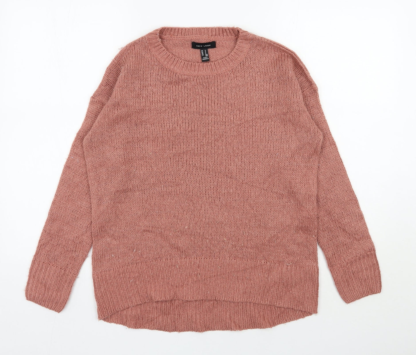 New Look Womens Pink Round Neck  Acrylic Pullover Jumper Size S
