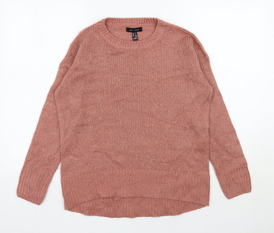 New Look Womens Pink Round Neck  Acrylic Pullover Jumper Size S