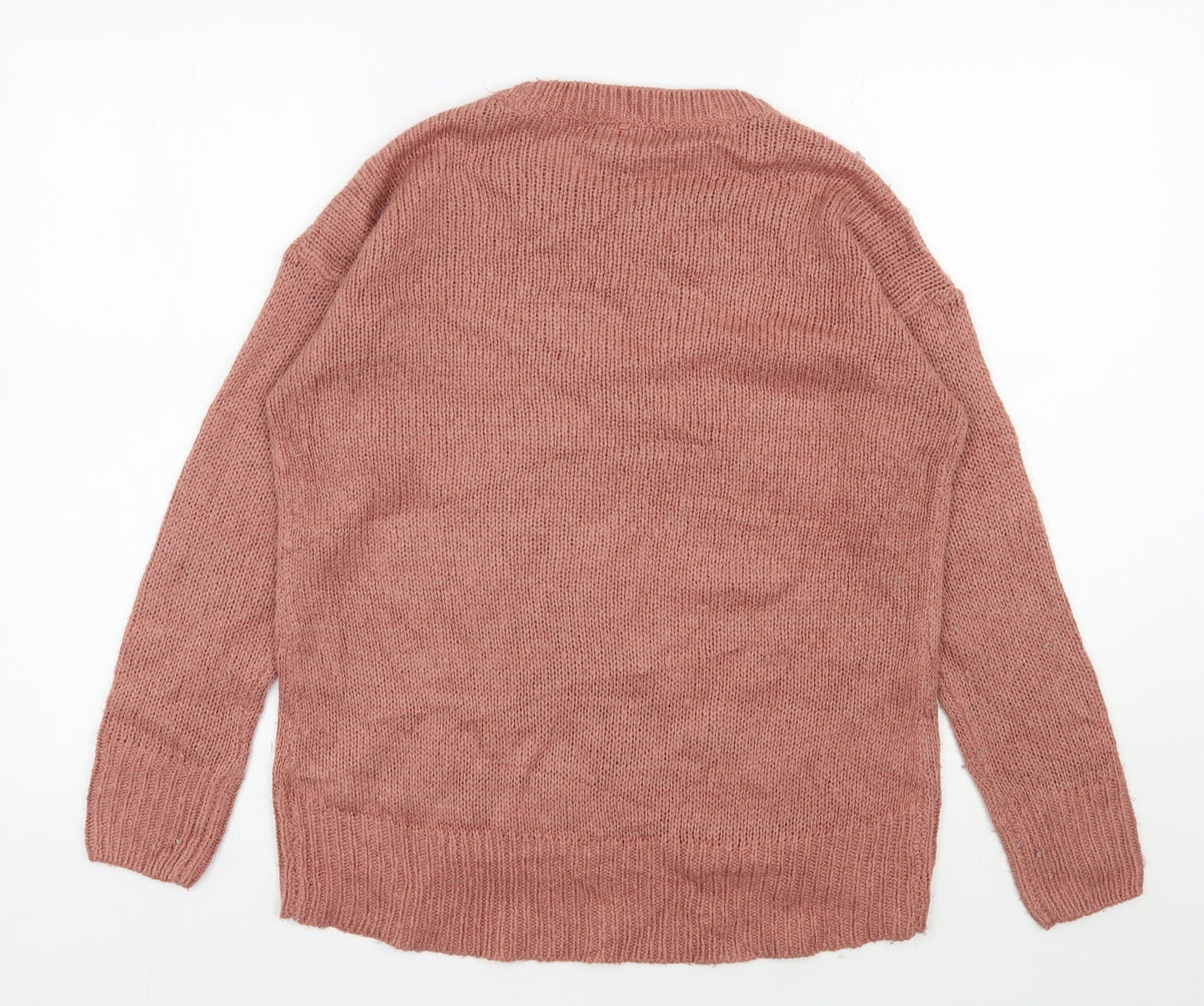 New Look Womens Pink Round Neck  Acrylic Pullover Jumper Size S