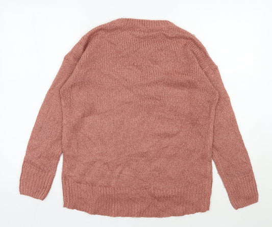 New Look Womens Pink Round Neck  Acrylic Pullover Jumper Size S