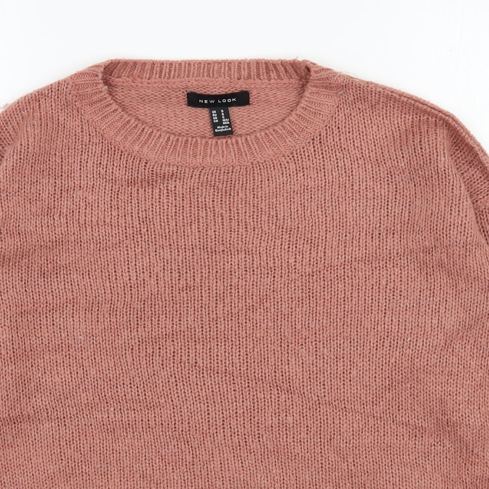 New Look Womens Pink Round Neck  Acrylic Pullover Jumper Size S