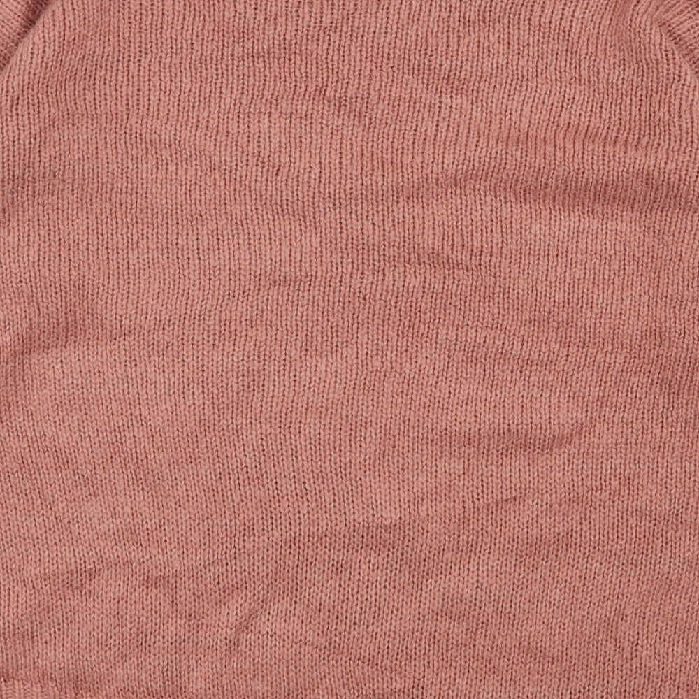 New Look Womens Pink Round Neck  Acrylic Pullover Jumper Size S