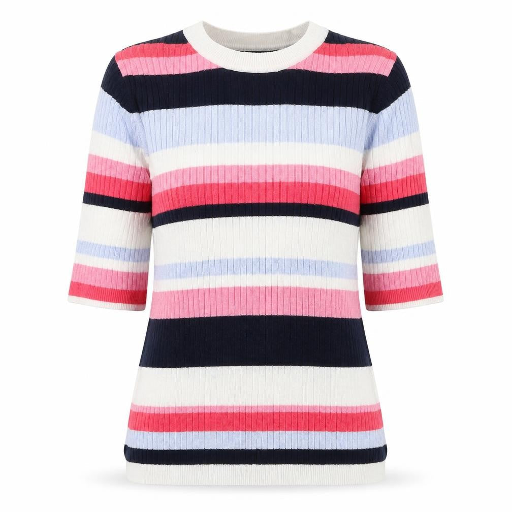 Marks and Spencer Womens Multicoloured Round Neck Striped Viscose Pullover Jumper Size 10