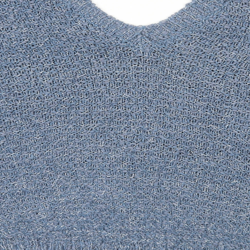 River Island Womens Blue V-Neck  Polyamide Pullover Jumper Size 16