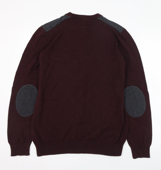 BHS Mens Red Round Neck  Cotton Pullover Jumper Size M