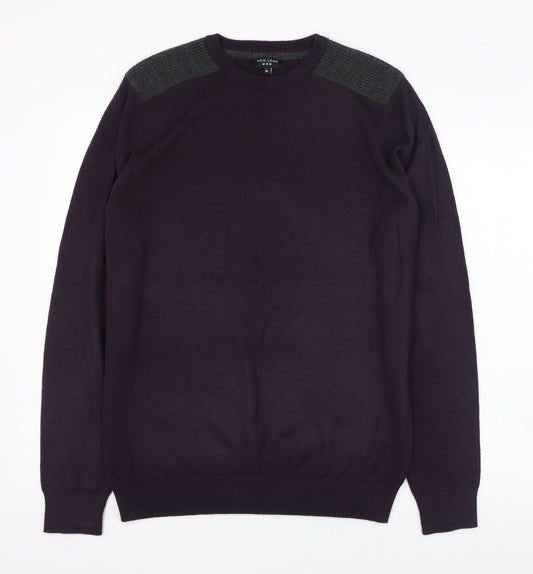 New Look Mens Purple Round Neck  Polyester Pullover Jumper Size M