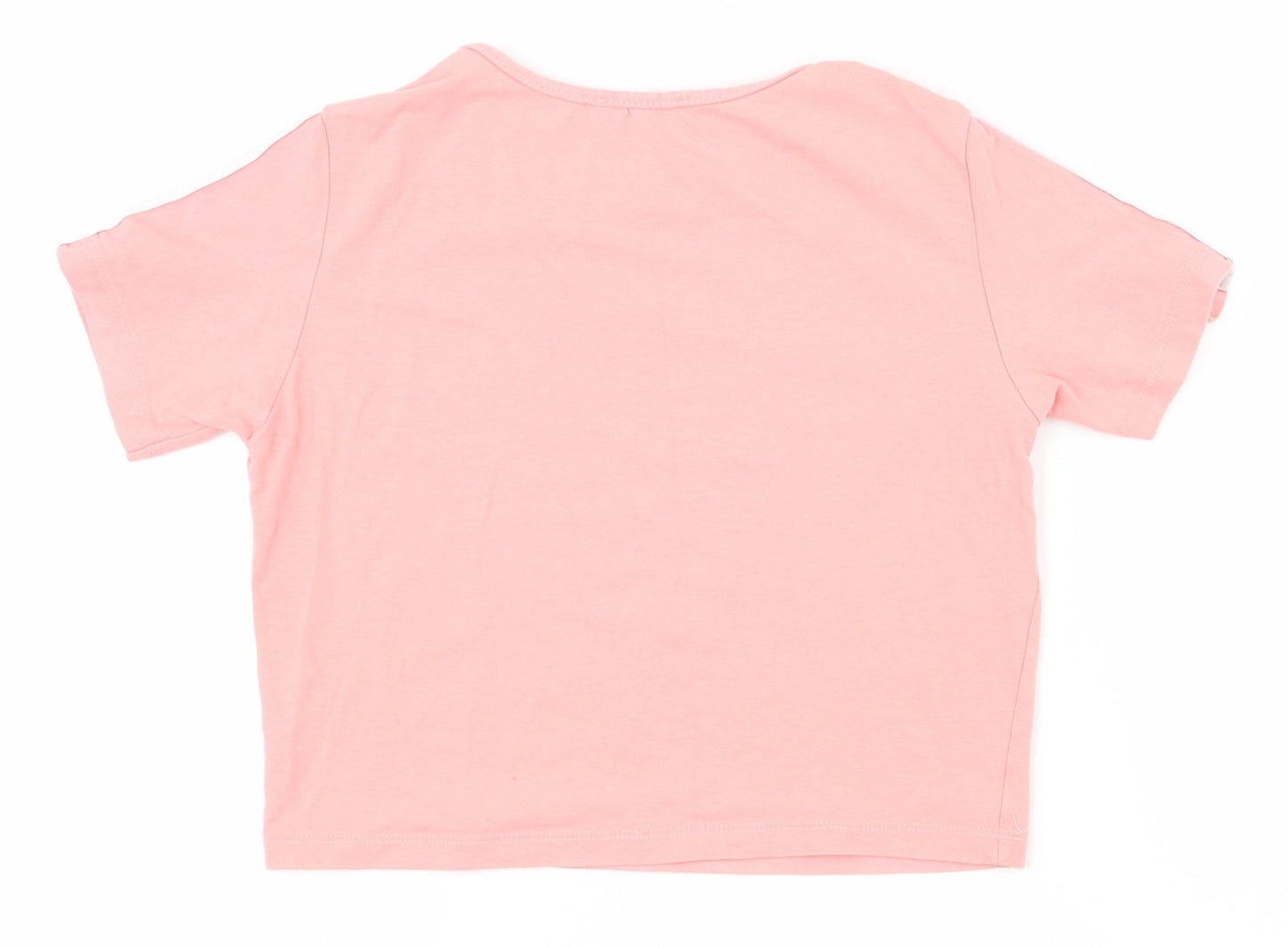 Aylin Girls Pink  Polyester Basic T-Shirt Size XL Round Neck Pullover - Cropped