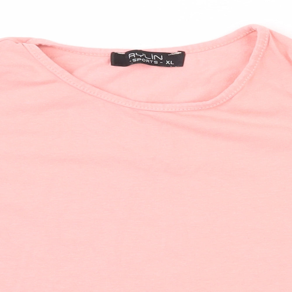 Aylin Girls Pink  Polyester Basic T-Shirt Size XL Round Neck Pullover - Cropped