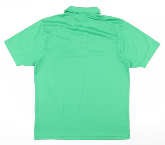 Awdis Mens Green  100% Polyester  Polo Size L Collared Pullover