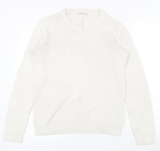 VILA Womens White Round Neck  Acrylic Pullover Jumper Size L