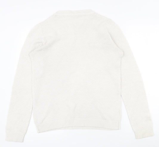 VILA Womens White Round Neck  Acrylic Pullover Jumper Size L