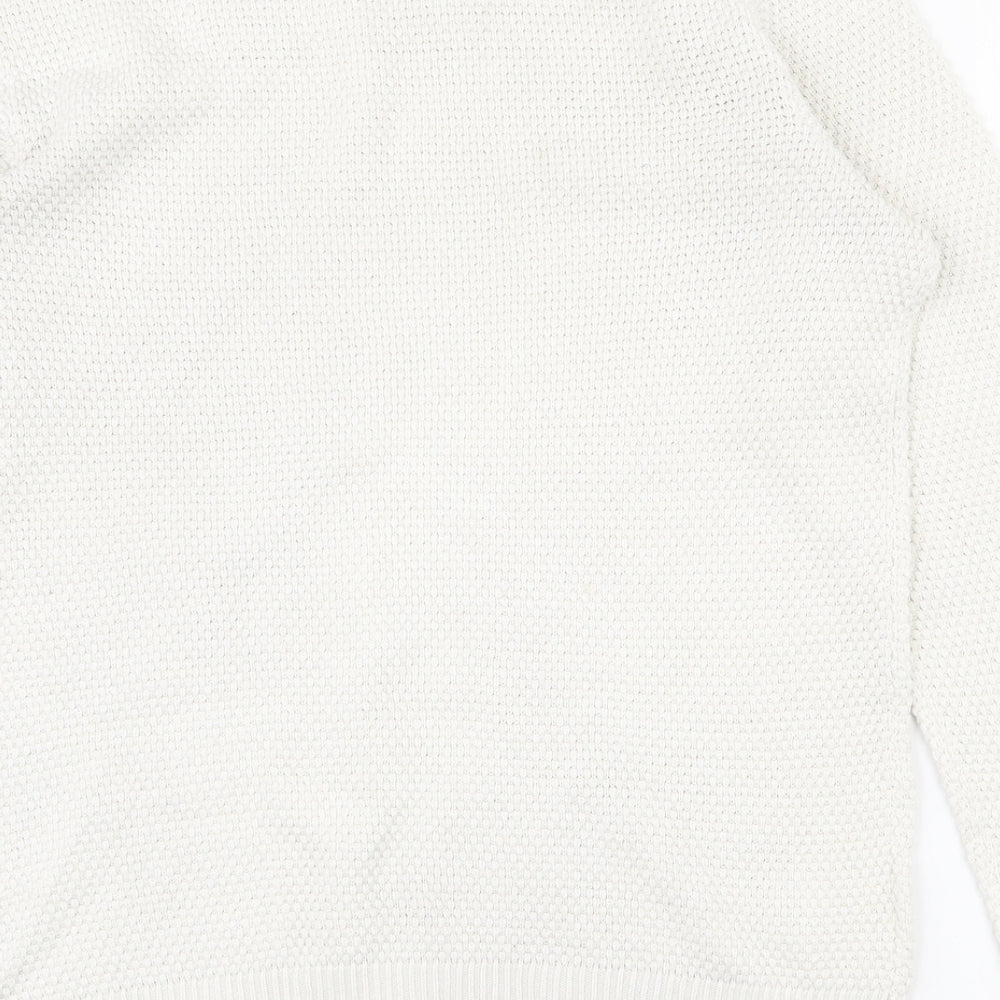 VILA Womens White Round Neck  Acrylic Pullover Jumper Size L
