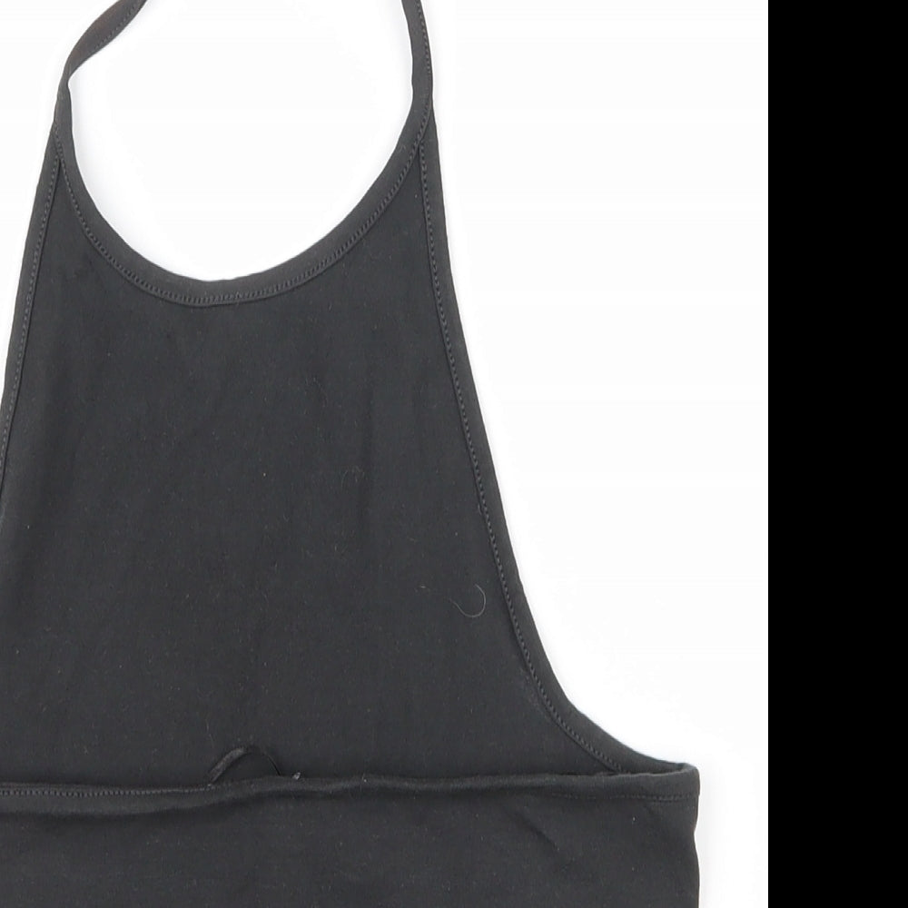 H&M Womens Black  Cotton Basic Tank Size S Halter - Cropped