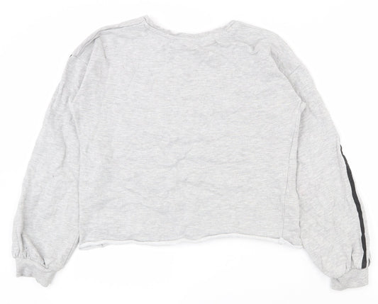 Matalan Girls Grey  Cotton Pullover Sweatshirt Size 13 Years  Pullover - Cropped