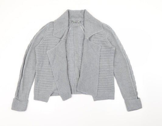 Marks and Spencer Womens Grey Collared  Acrylic Cardigan Jumper Size 14