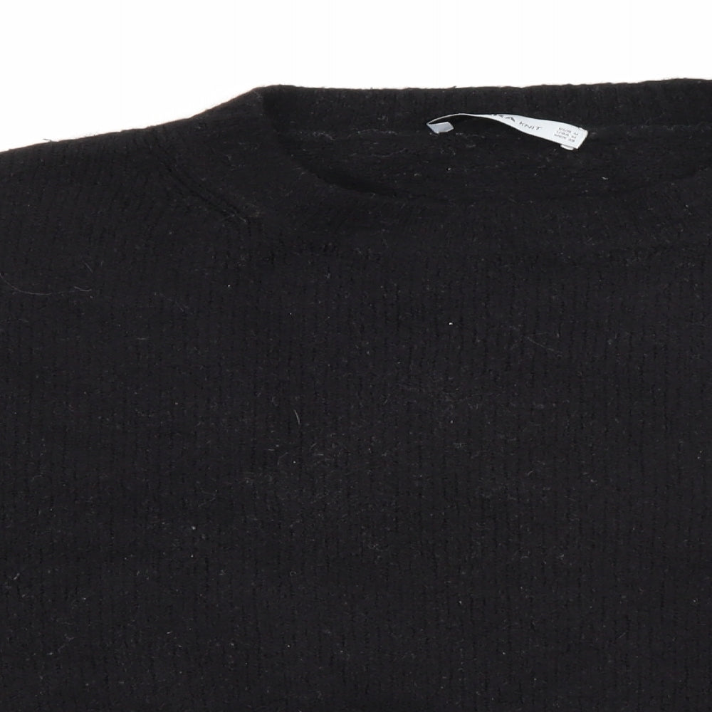 Zara Womens Black Crew Neck  Acrylic Pullover Jumper Size M