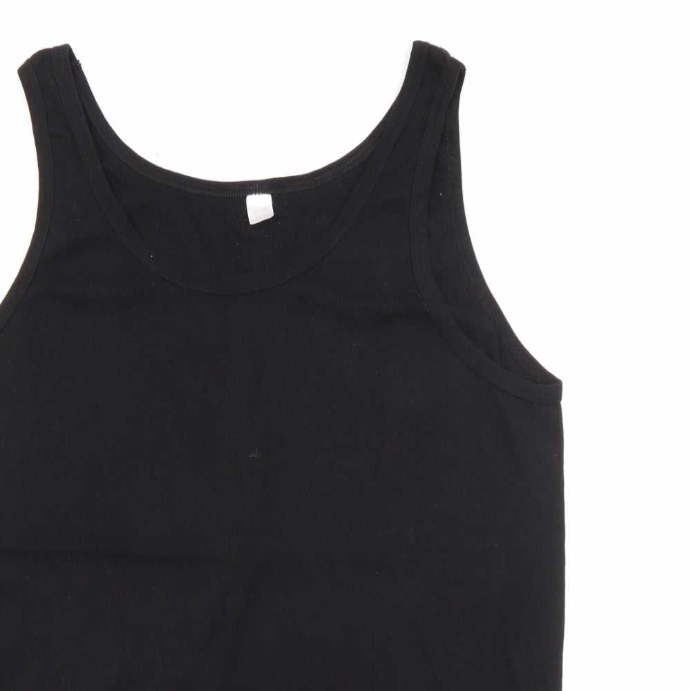 Vincent Womens Black  Cotton Basic Tank Size 10 Scoop Neck