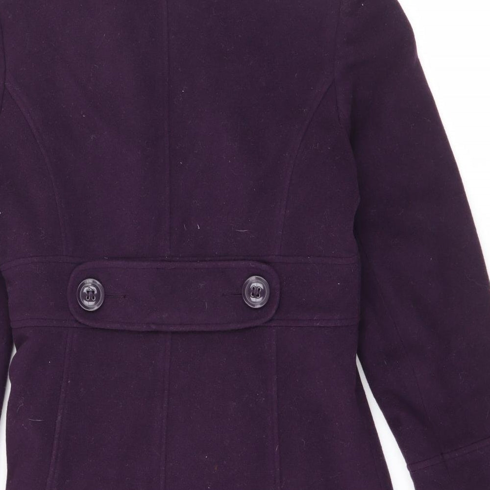 BHS Womens Purple   Overcoat Coat Size 10  Button