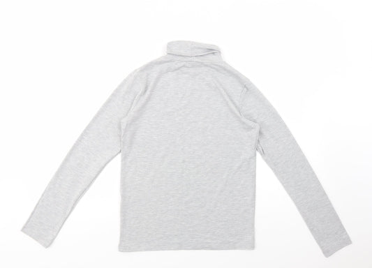 Select Womens Grey  Viscose Basic Blouse Size M Roll Neck