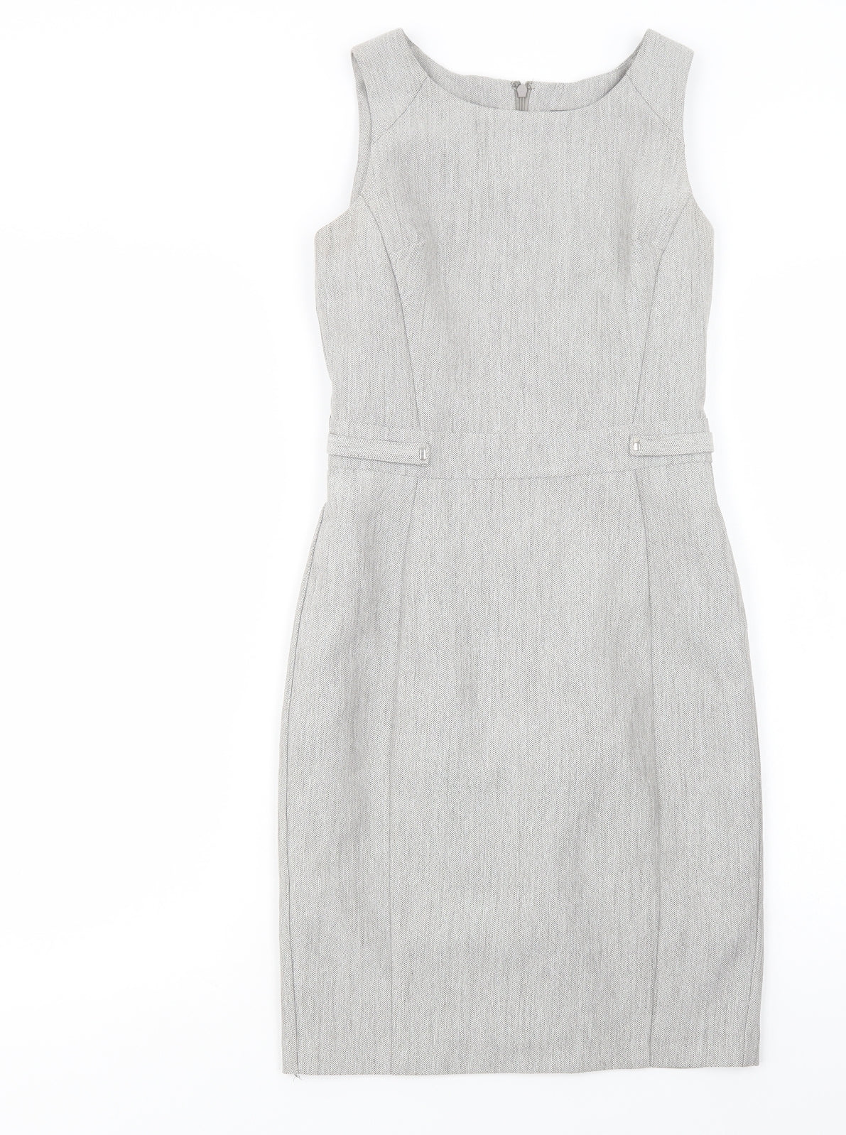 Primark Womens Grey  Polyester Pencil Dress  Size 4  Boat Neck Zip