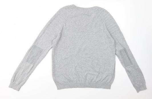 River Island Mens Grey Crew Neck  Cotton Pullover Jumper Size M