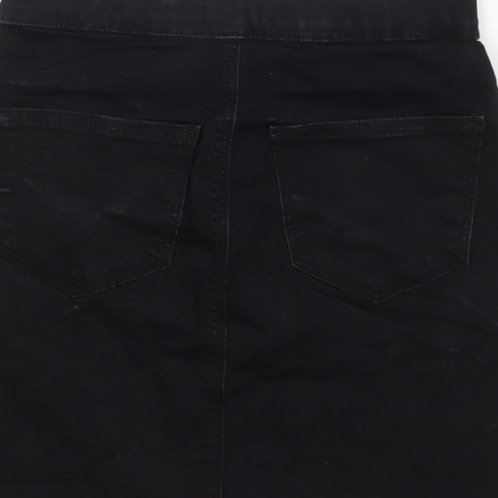 Topshop Womens Black  Cotton Mini Skirt Size 8   Button