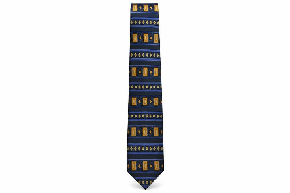 StBernard Mens Multicoloured Geometric Silk Pointed Tie One Size
