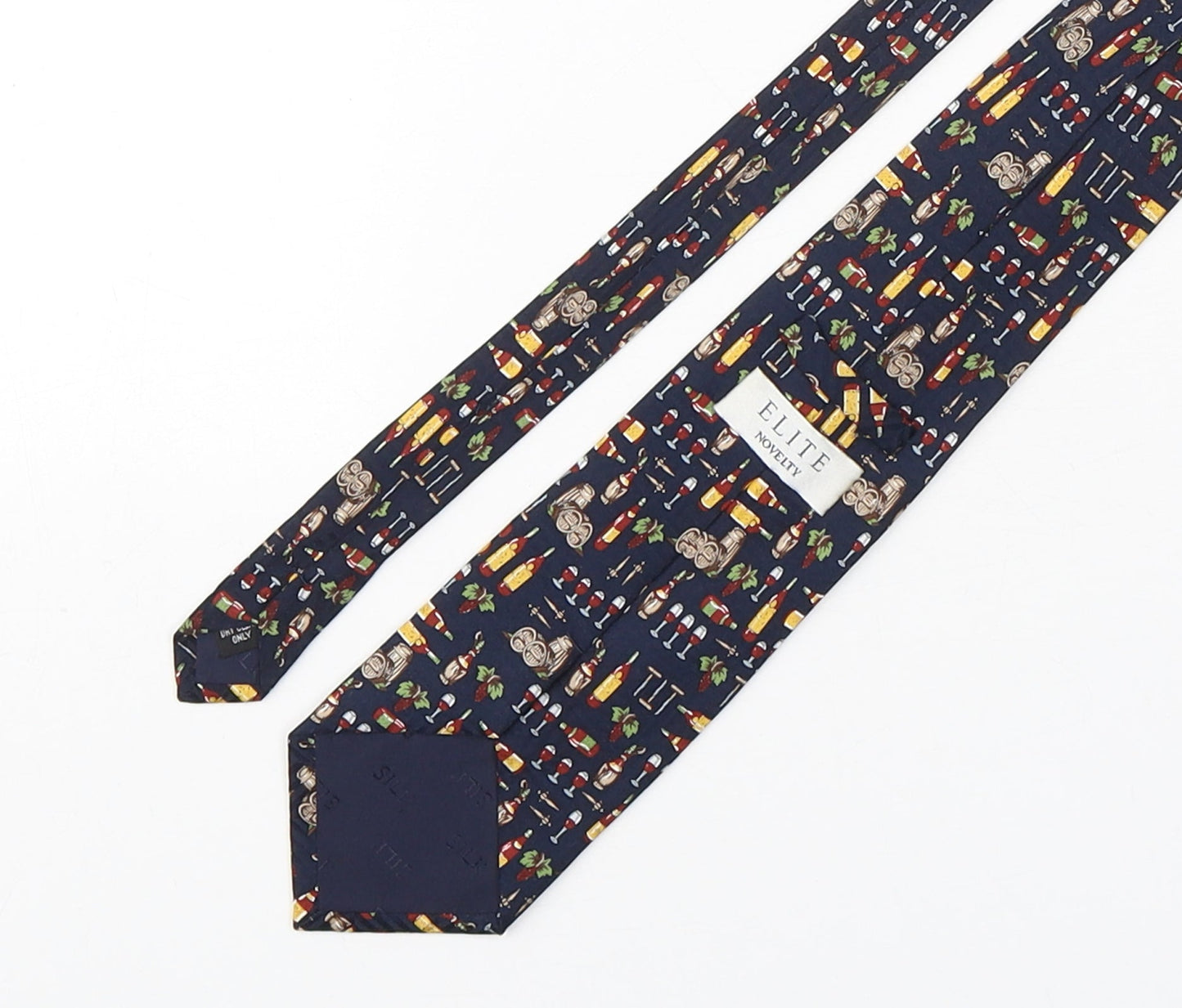 Elite Mens Multicoloured Geometric Silk Pointed Tie One Size - Wine