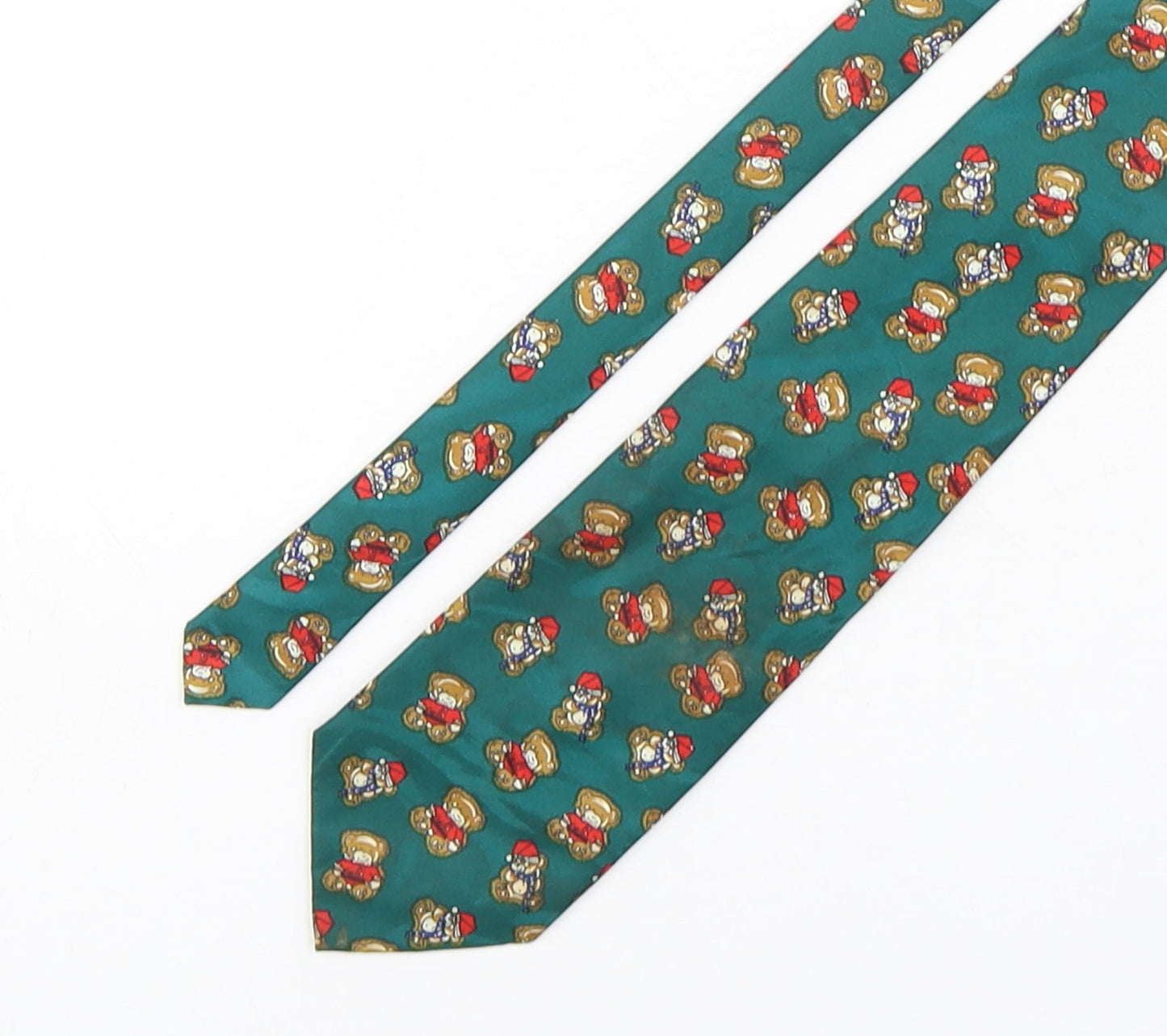 Roberto  Mens Multicoloured Geometric Polyester Pointed Tie One Size - Teddy Bear