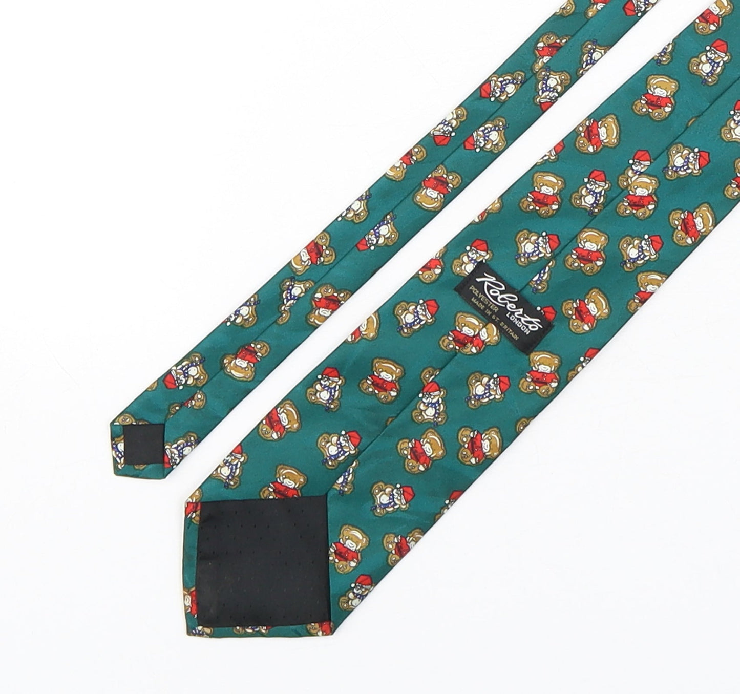 Roberto  Mens Multicoloured Geometric Polyester Pointed Tie One Size - Teddy Bear