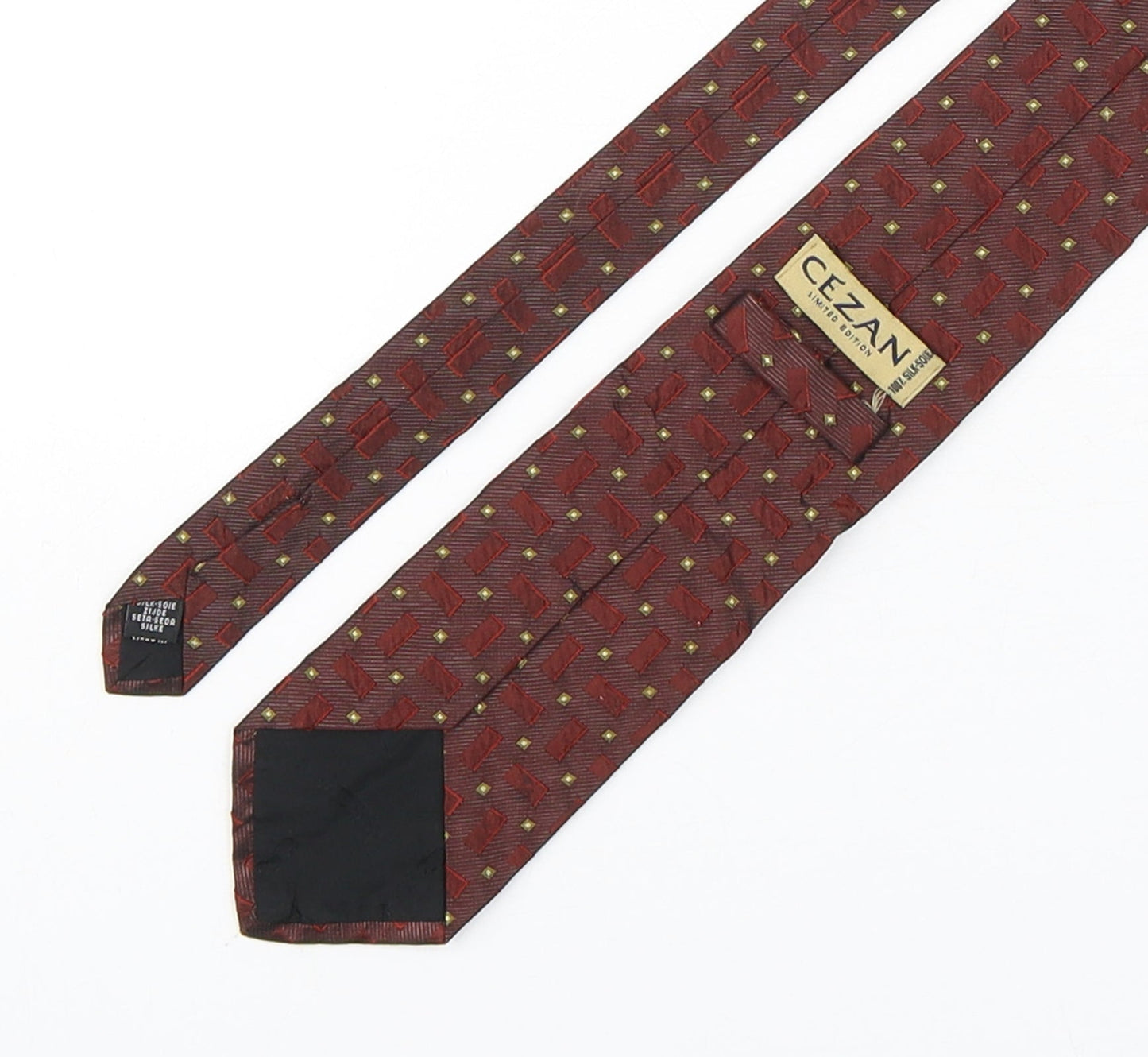 Cezan  Mens Multicoloured Geometric Silk Pointed Tie One Size