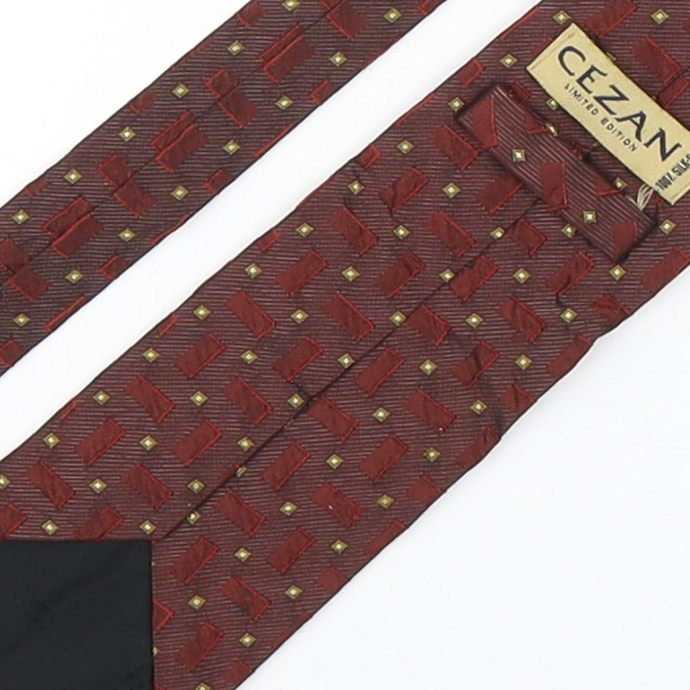 Cezan  Mens Multicoloured Geometric Silk Pointed Tie One Size
