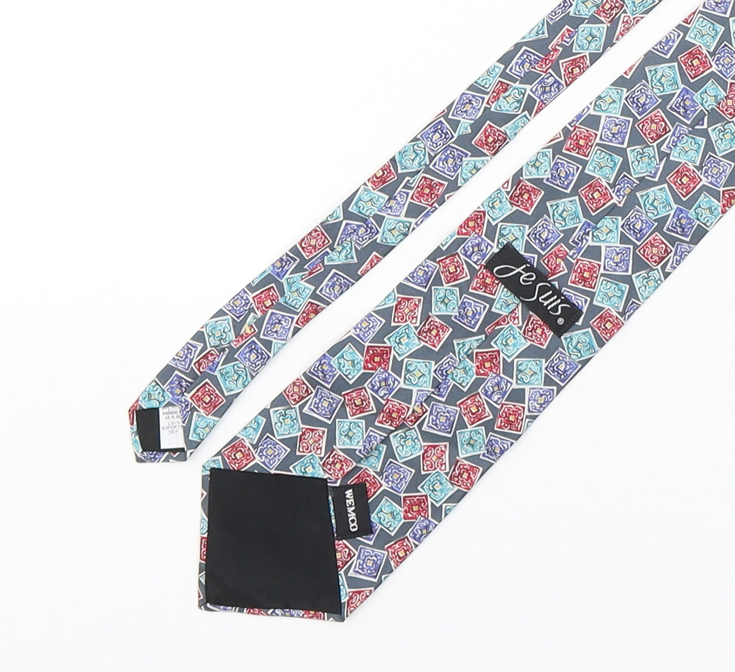 Je Suis Mens Multicoloured Geometric Silk Pointed Tie One Size