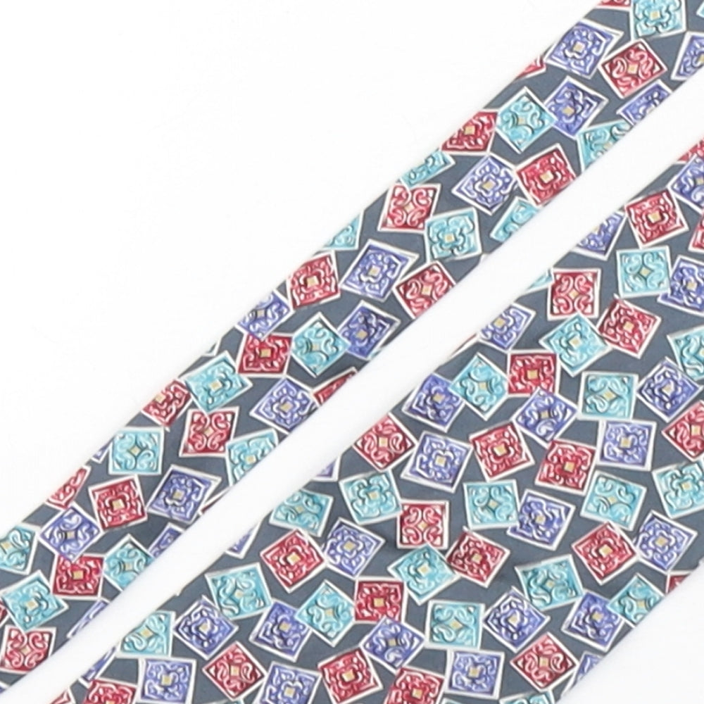Je Suis Mens Multicoloured Geometric Silk Pointed Tie One Size