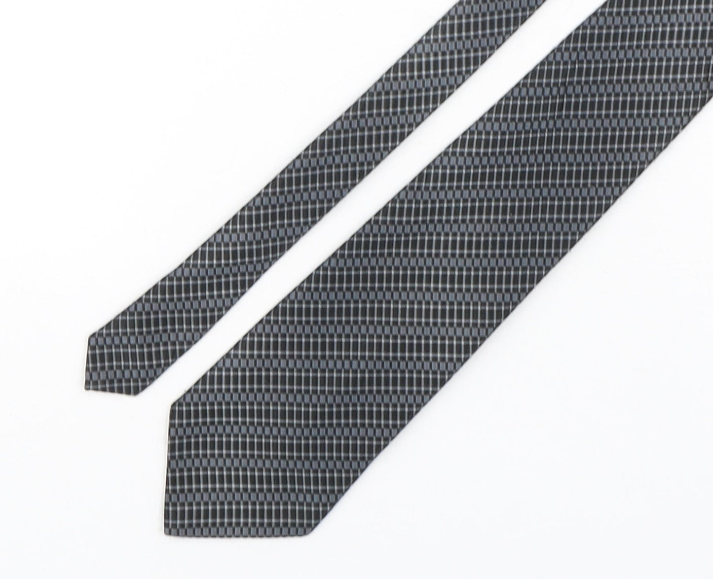 Vicenza Mens Grey Geometric Polyester Pointed Tie One Size