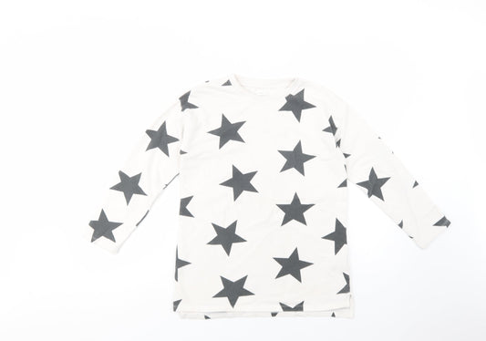 NEXT Girls White Geometric Cotton Pullover Sweatshirt Size 12 Years  Pullover - Star Print