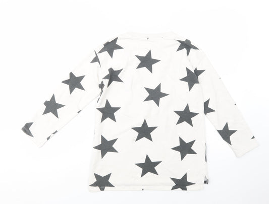 NEXT Girls White Geometric Cotton Pullover Sweatshirt Size 12 Years  Pullover - Star Print