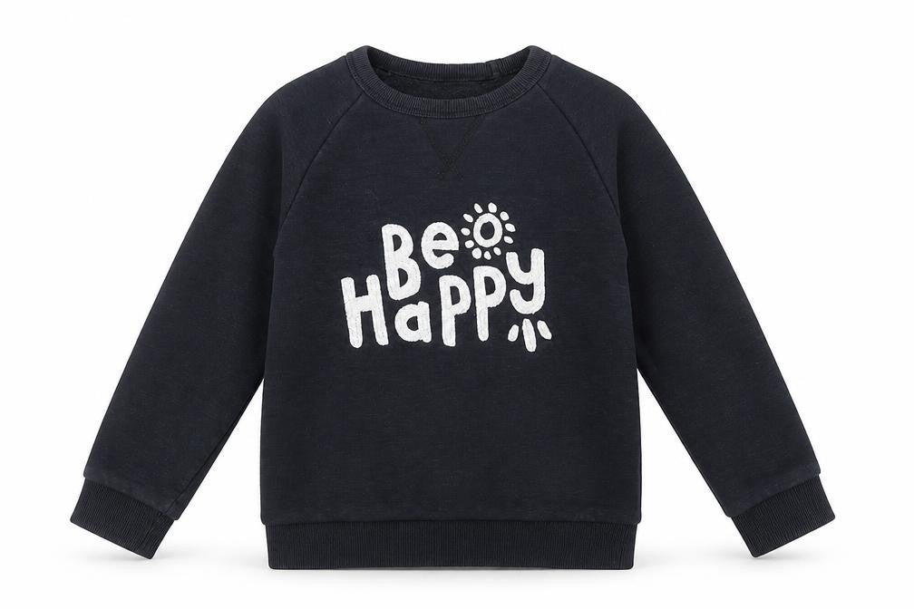 TU Girls Black  Cotton Pullover Sweatshirt Size 5-6 Years  Pullover - Be Happy