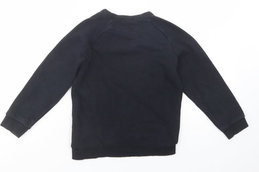 TU Girls Black  Cotton Pullover Sweatshirt Size 5-6 Years  Pullover - Be Happy