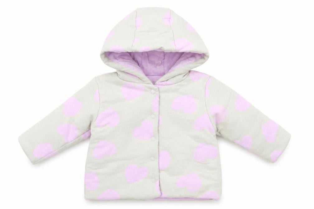 Dunnes Baby Grey Geometric  Basic Jacket Jacket Size 3-6 Months   Snap - Heart Print