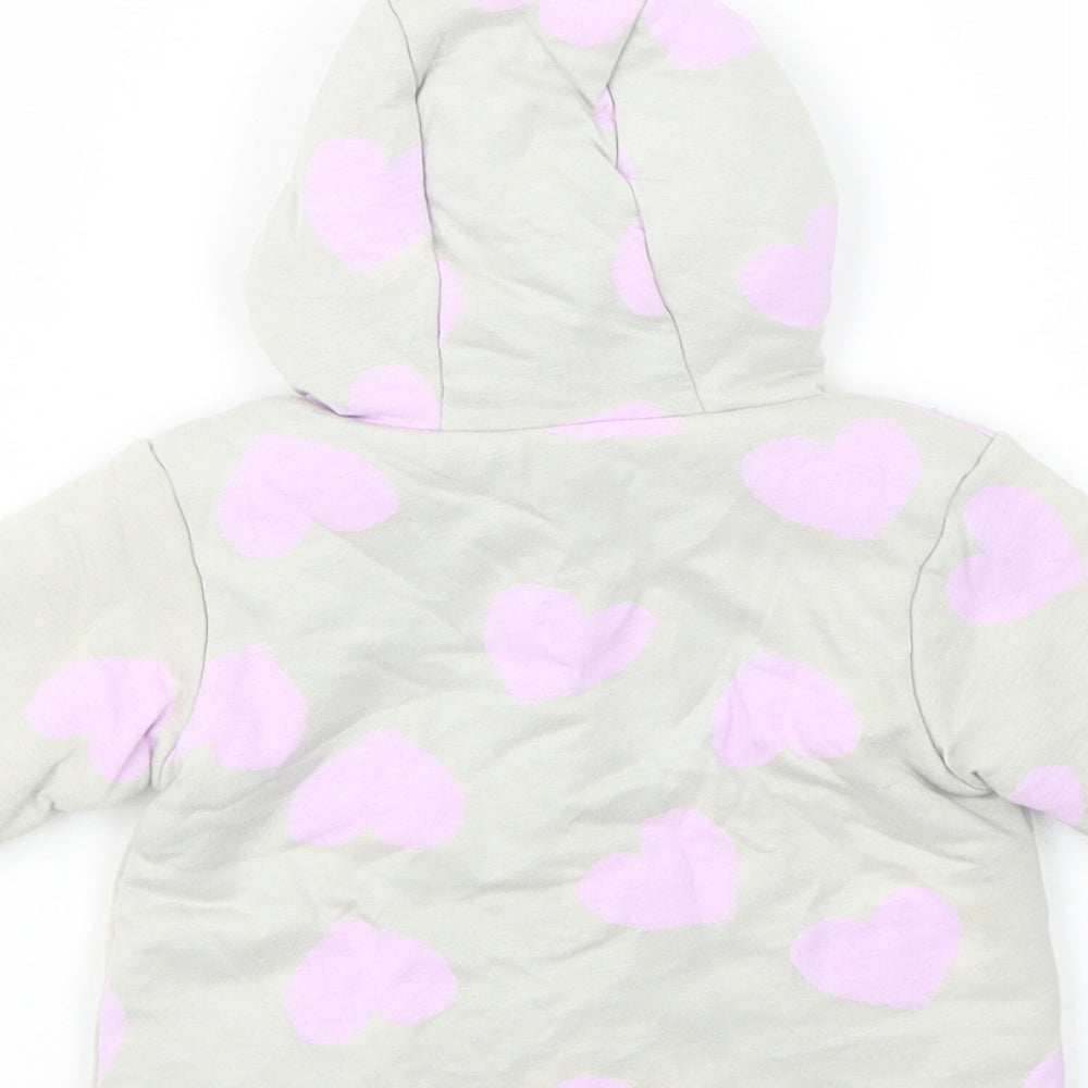 Dunnes Stores Baby Grey Geometric  Basic Jacket Jacket Size 3-6 Months   Snap - Heart Print