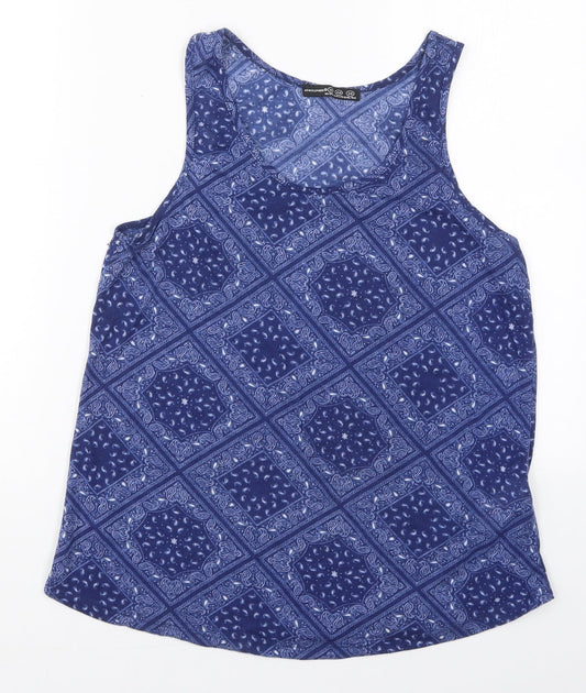 Amosphere Womens Blue Paisley Polyester Basic Tank Size 12 Round Neck
