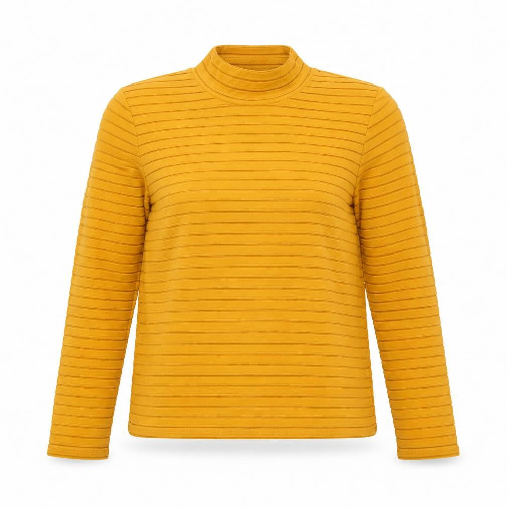 Marks and Spencer Womens Orange Striped Polyester Basic T-Shirt Size 8 Mock Neck
