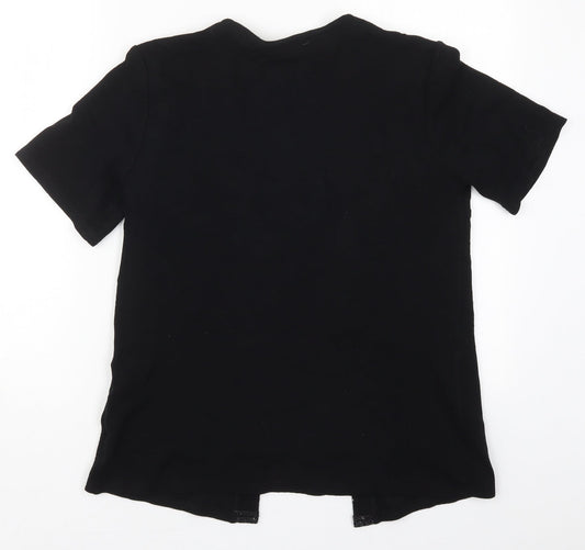 Damart Womens Black Round Neck  Nylon Cardigan Jumper Size 10