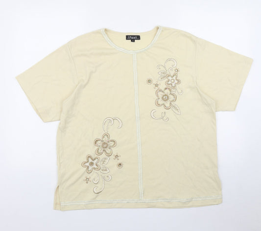 //text.. Womens Yellow  Polyester Basic T-Shirt Size XL Round Neck