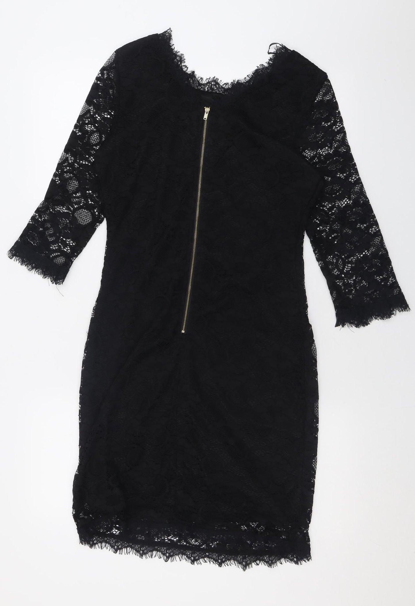 Marc Angelo Womens Black  Polyamide Bodycon  Size 12  Crew Neck Zip